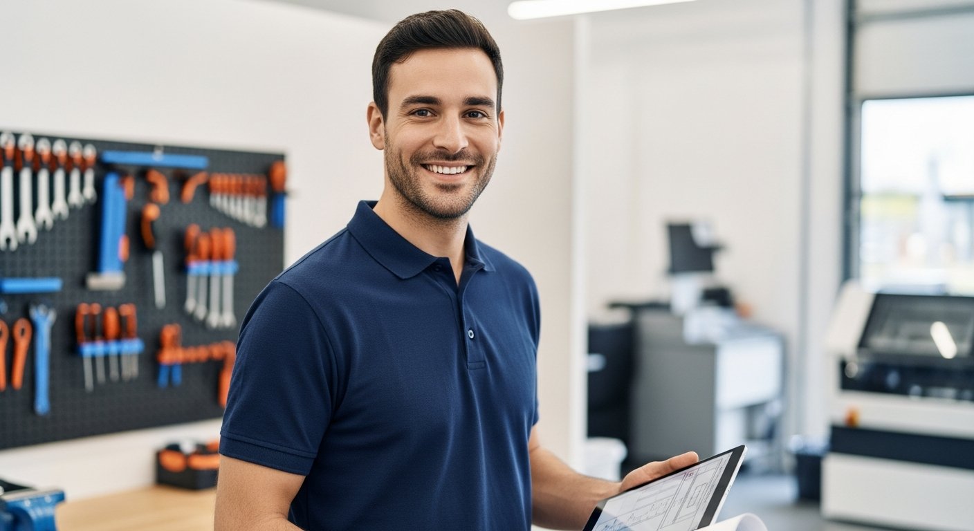 Craig, friendly tradesman from CRG Plumbing and Electrical, in a modern kitchen